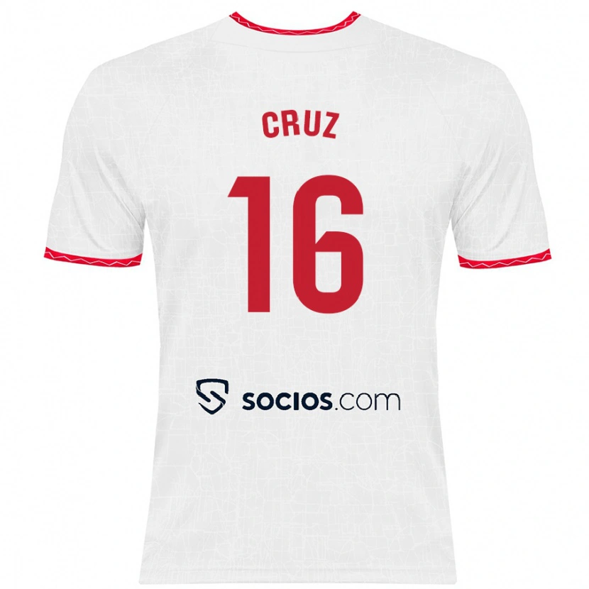 Danxen Dame Jesús Cruz #16 Hvit Rød Hjemmetrøye Drakt Trøye 2024/25 Skjorter T-Skjorte