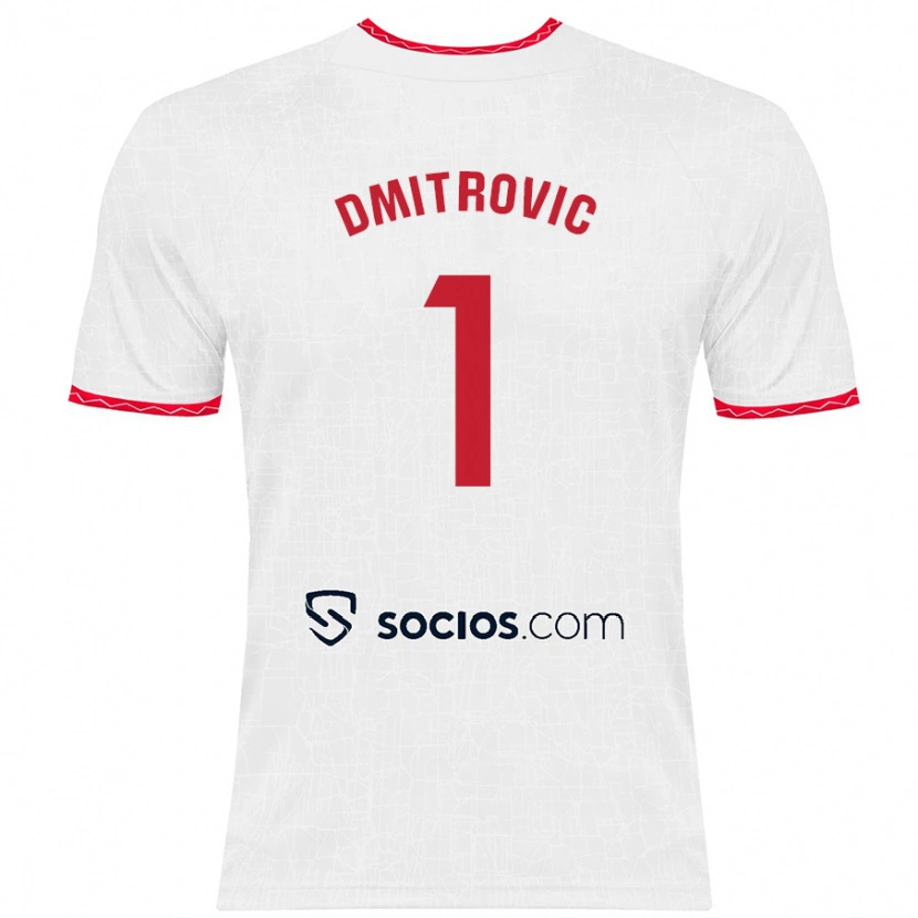 Danxen Dame Marko Dmitrović #1 Hvit Rød Hjemmetrøye Drakt Trøye 2024/25 Skjorter T-Skjorte