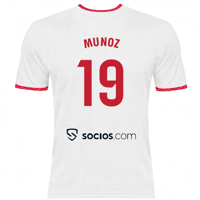 Danxen Dame Iker Muñoz #19 Hvit Rød Hjemmetrøye Drakt Trøye 2024/25 Skjorter T-Skjorte