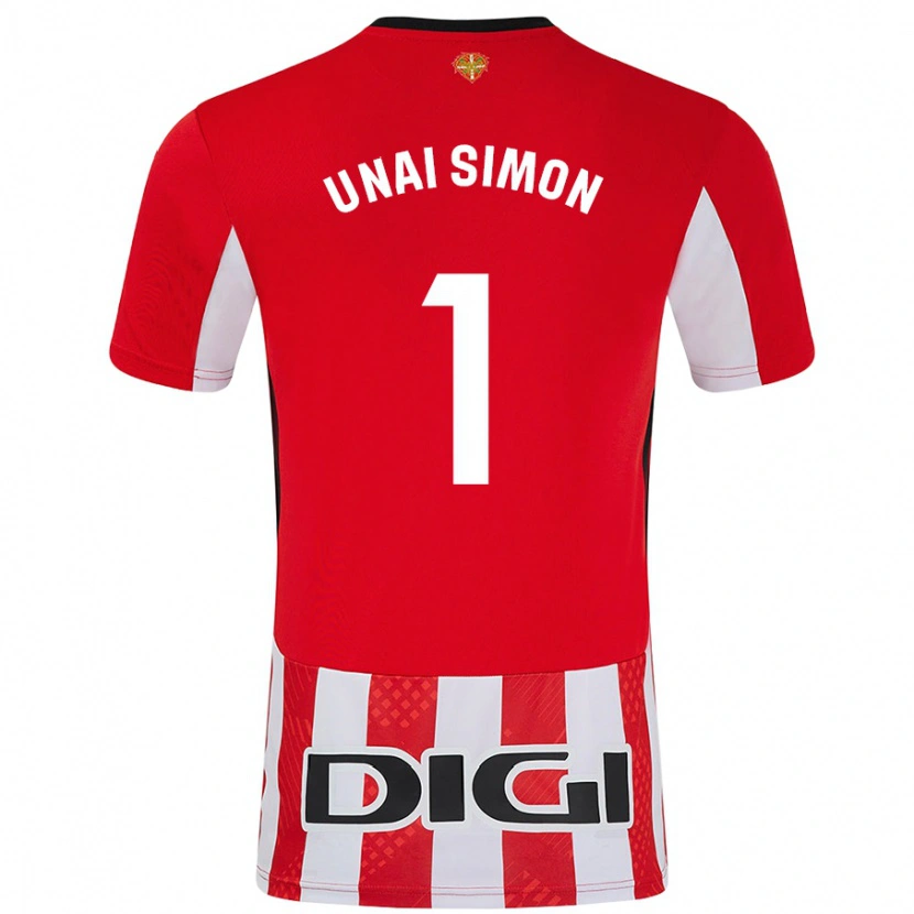 Danxen Dame Unai Simón #1 Rød Hvit Hjemmetrøye Drakt Trøye 2024/25 Skjorter T-Skjorte