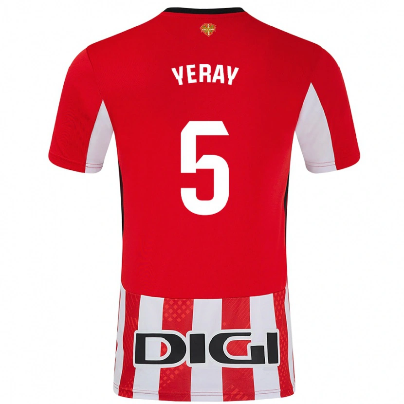 Danxen Dame Yeray Álvarez #5 Rød Hvit Hjemmetrøye Drakt Trøye 2024/25 Skjorter T-Skjorte
