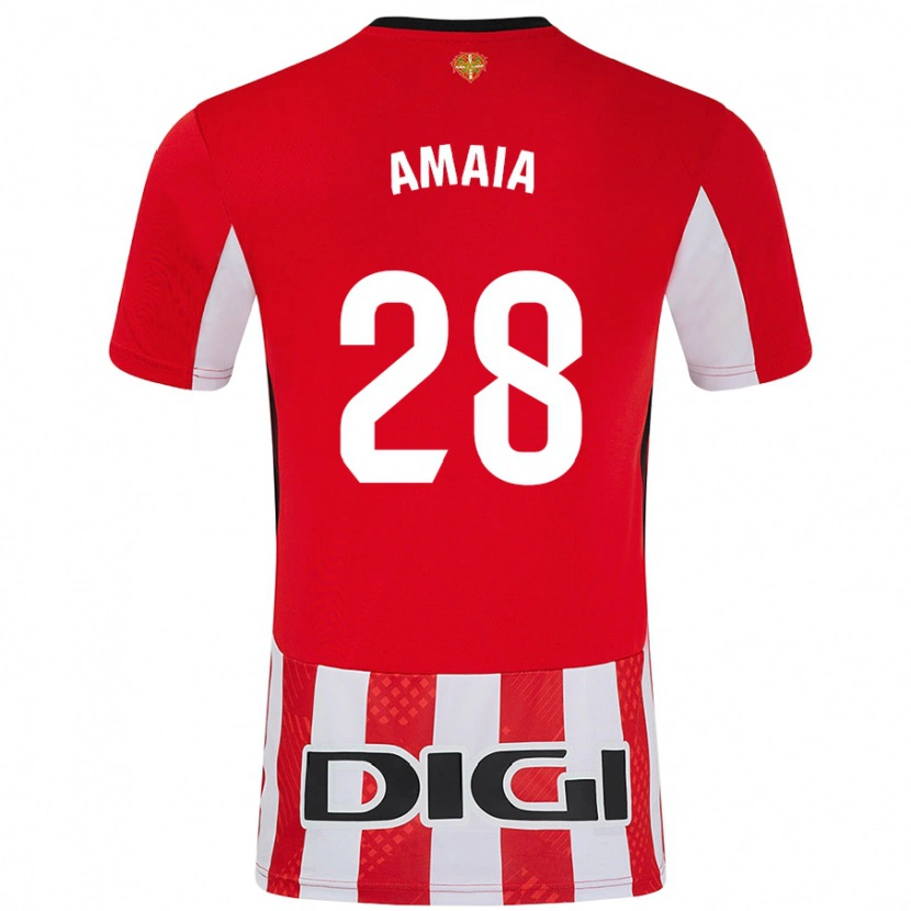 Danxen Dame Amaia Martinez De La Peña #28 Rød Hvit Hjemmetrøye Drakt Trøye 2024/25 Skjorter T-Skjorte