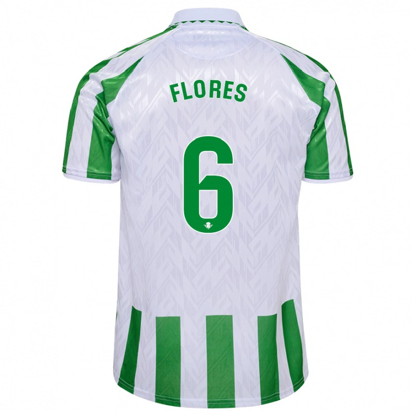 Danxen Dame Mateo Flores #6 Grønne Hvite Striper Hjemmetrøye Drakt Trøye 2024/25 Skjorter T-Skjorte