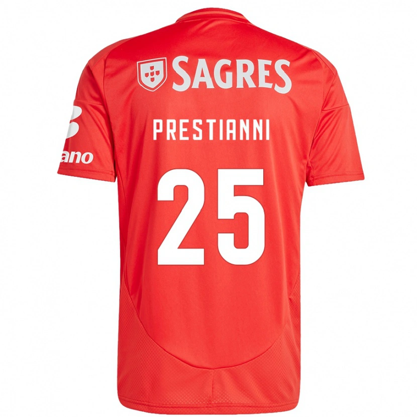 Danxen Dame Gianluca Prestianni #25 Rød Hvit Hjemmetrøye Drakt Trøye 2024/25 Skjorter T-Skjorte