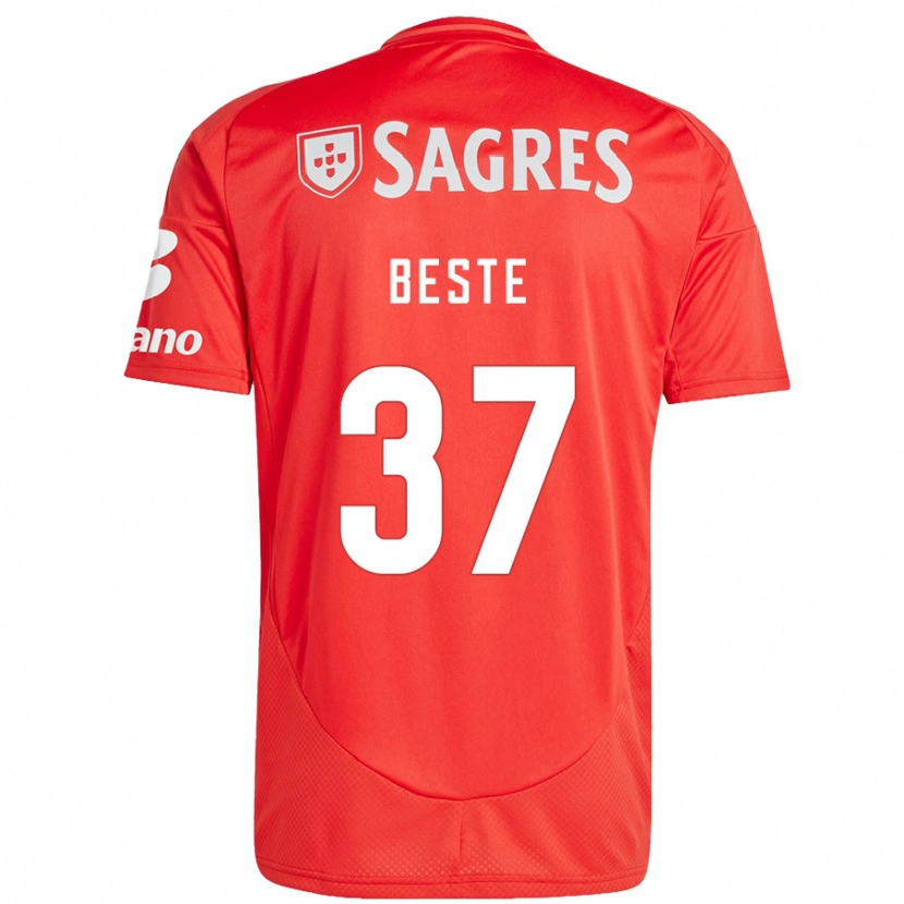 Danxen Dame Jan-Niklas Beste #37 Rød Hvit Hjemmetrøye Drakt Trøye 2024/25 Skjorter T-Skjorte