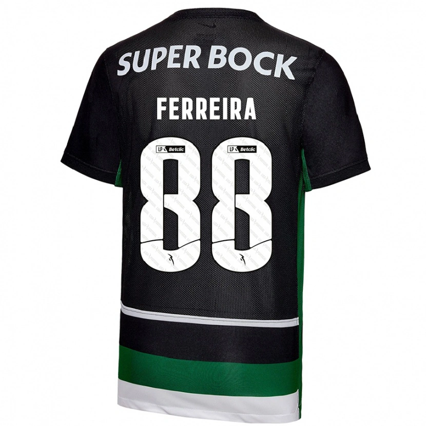 Danxen Dame Tiago Ferreira #88 Svart Hvit Grønn Hjemmetrøye Drakt Trøye 2024/25 Skjorter T-Skjorte