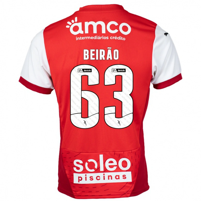 Danxen Dame Rodrigo Beirão #63 Rød Hvit Hjemmetrøye Drakt Trøye 2024/25 Skjorter T-Skjorte