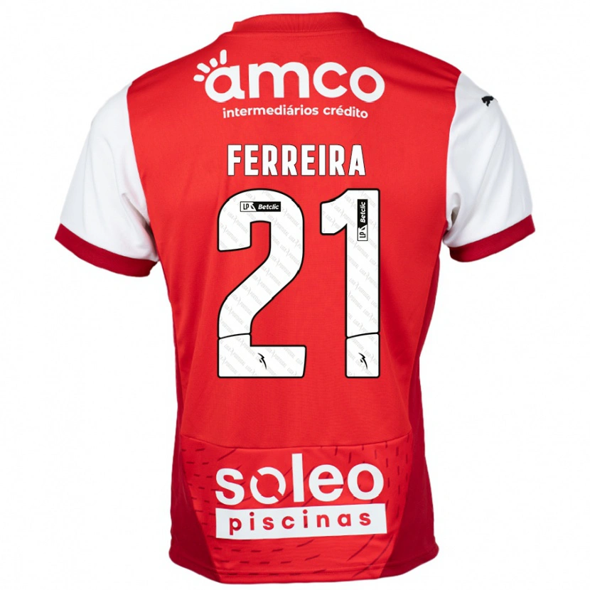 Danxen Dame Ana Carolina Ferreira #21 Rød Hvit Hjemmetrøye Drakt Trøye 2024/25 Skjorter T-Skjorte