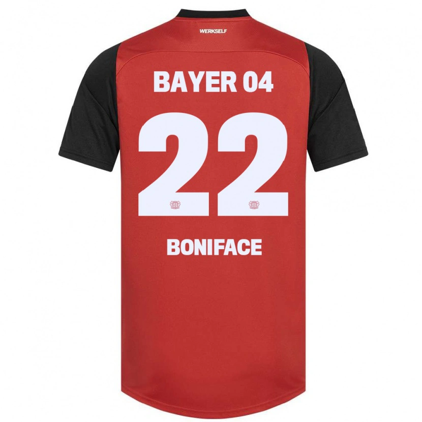 Danxen Dame Victor Boniface #22 Rød Svart Hjemmetrøye Drakt Trøye 2024/25 Skjorter T-Skjorte