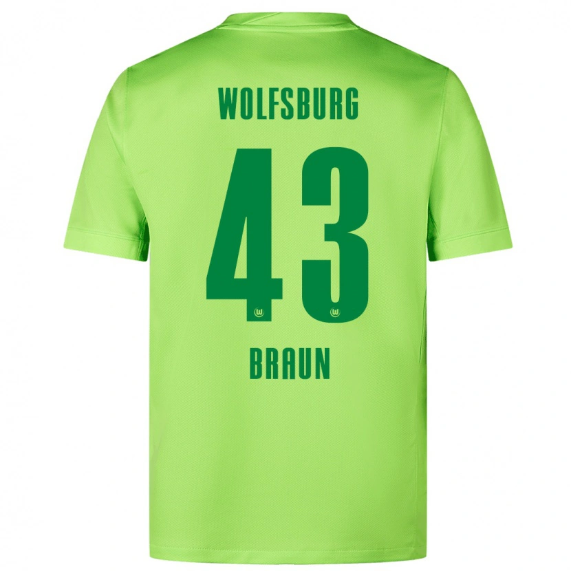 Danxen Dame Manuel Braun #43 Fluorescerende Grønn Hjemmetrøye Drakt Trøye 2024/25 Skjorter T-Skjorte
