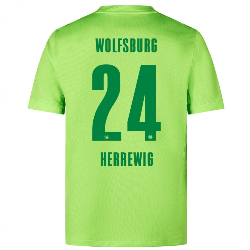 Danxen Dame Max Herrewig #24 Fluorescerende Grønn Hjemmetrøye Drakt Trøye 2024/25 Skjorter T-Skjorte