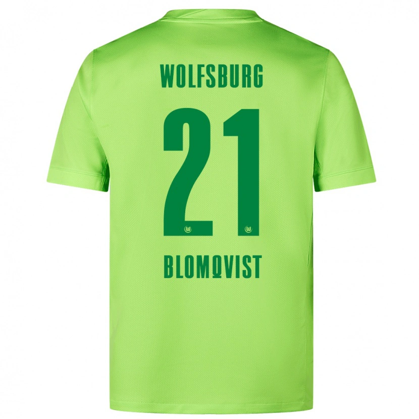 Danxen Dame Rebecka Blomqvist #21 Fluorescerende Grønn Hjemmetrøye Drakt Trøye 2024/25 Skjorter T-Skjorte