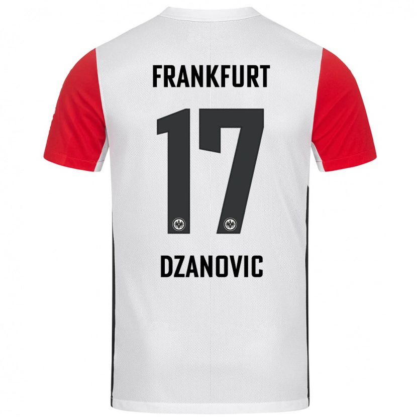 Danxen Dame Benjamin Dzanovic #17 Hvit Rød Hjemmetrøye Drakt Trøye 2024/25 Skjorter T-Skjorte