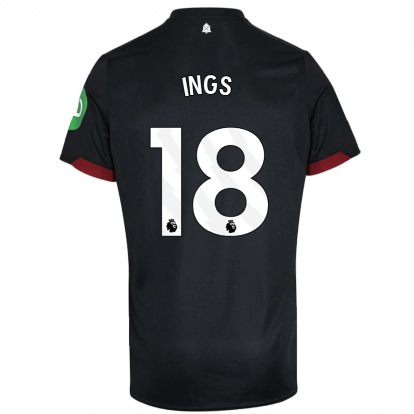 Danxen Dame Danny Ings #18 Svart Hvit Bortetrøye Drakt Trøye 2024/25 Skjorter T-Skjorte
