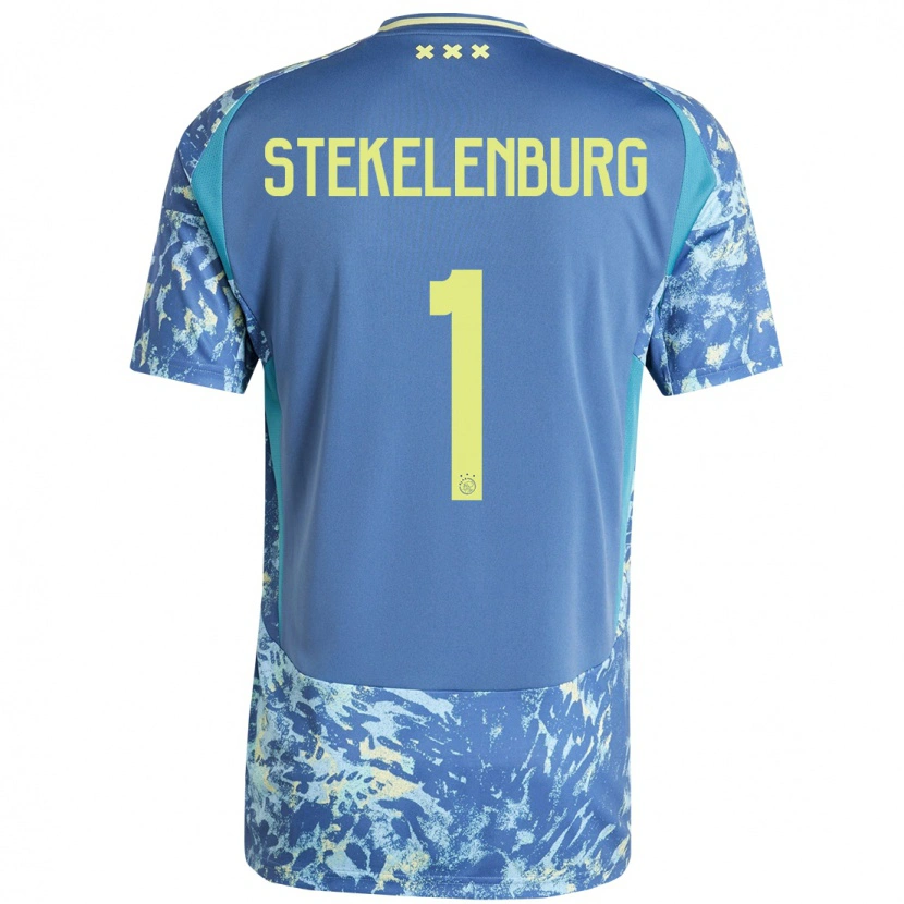 Danxen Dame Maarten Stekelenburg #1 Grå Blå Gul Bortetrøye Drakt Trøye 2024/25 Skjorter T-Skjorte