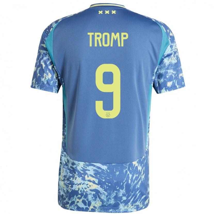 Danxen Dame Nikita Tromp #9 Grå Blå Gul Bortetrøye Drakt Trøye 2024/25 Skjorter T-Skjorte