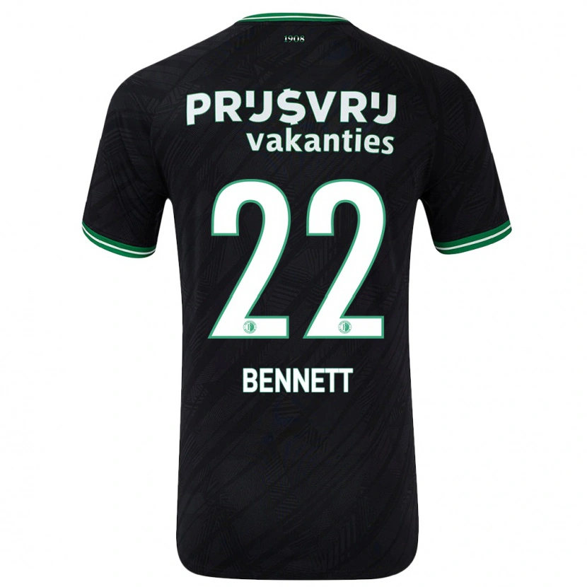 Danxen Dame Walter Bennett #22 Svart Grønn Bortetrøye Drakt Trøye 2024/25 Skjorter T-Skjorte