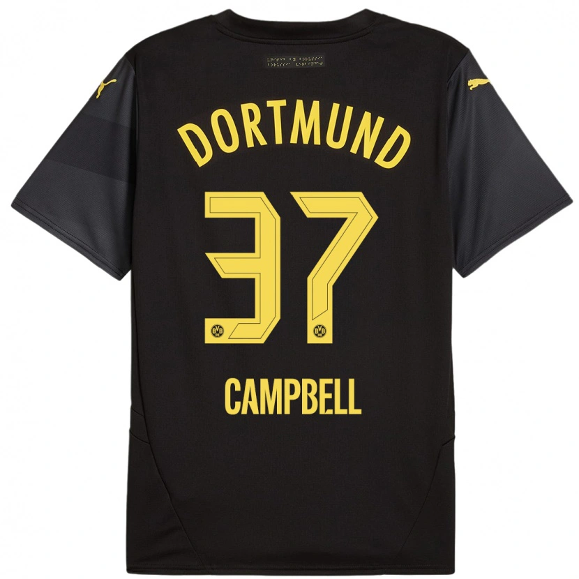 Danxen Dame Cole Campbell #37 Svart Gul Bortetrøye Drakt Trøye 2024/25 Skjorter T-Skjorte