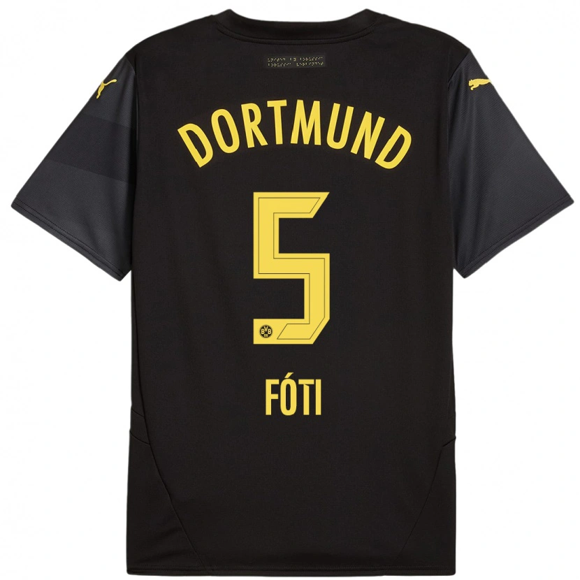 Danxen Dame António Fóti #5 Svart Gul Bortetrøye Drakt Trøye 2024/25 Skjorter T-Skjorte