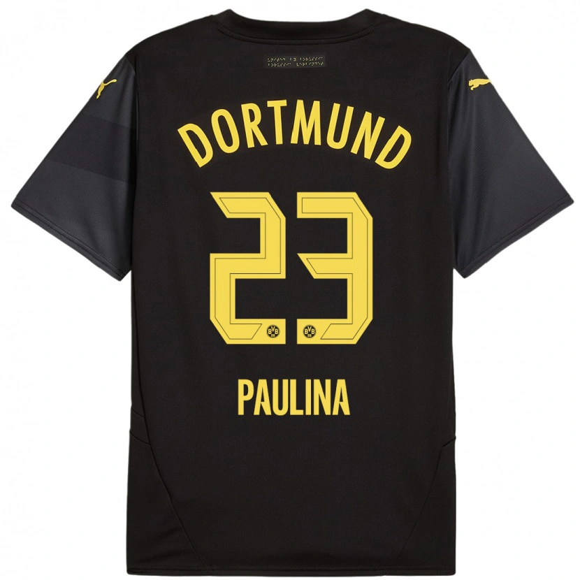 Danxen Dame Jordi Paulina #23 Svart Gul Bortetrøye Drakt Trøye 2024/25 Skjorter T-Skjorte
