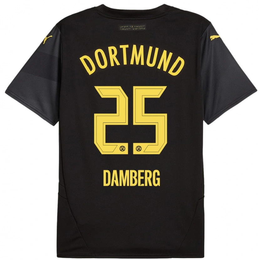 Danxen Dame Niclas Damberg #25 Svart Gul Bortetrøye Drakt Trøye 2024/25 Skjorter T-Skjorte