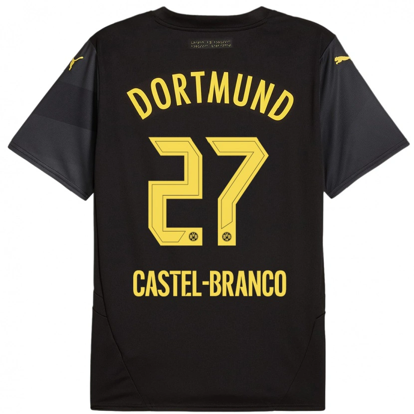 Danxen Dame Diego Castel-Branco #27 Svart Gul Bortetrøye Drakt Trøye 2024/25 Skjorter T-Skjorte