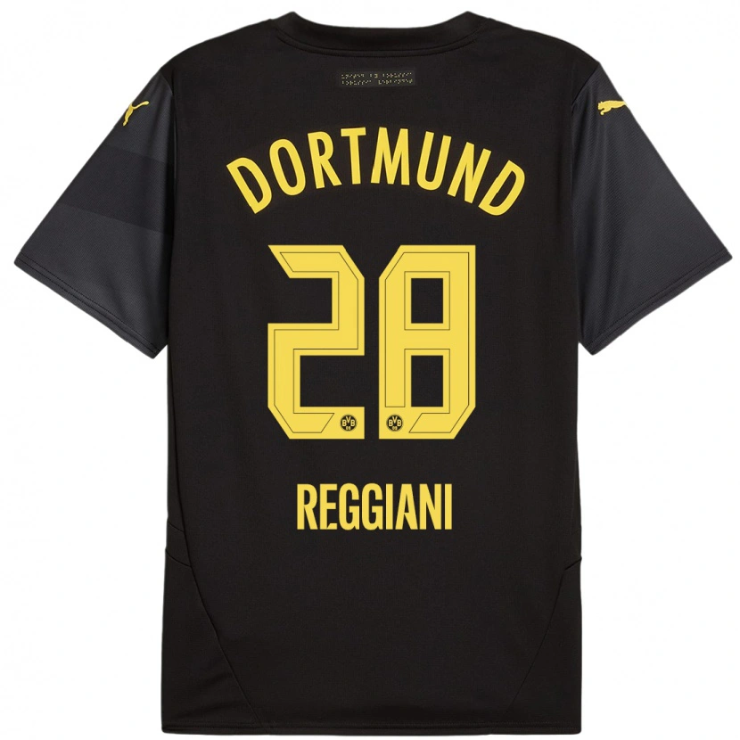 Danxen Dame Luca Reggiani #28 Svart Gul Bortetrøye Drakt Trøye 2024/25 Skjorter T-Skjorte