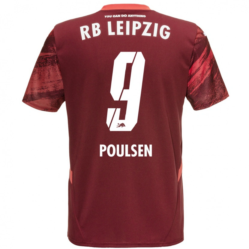 Danxen Dame Yussuf Poulsen #9 Burgund Bortetrøye Drakt Trøye 2024/25 Skjorter T-Skjorte