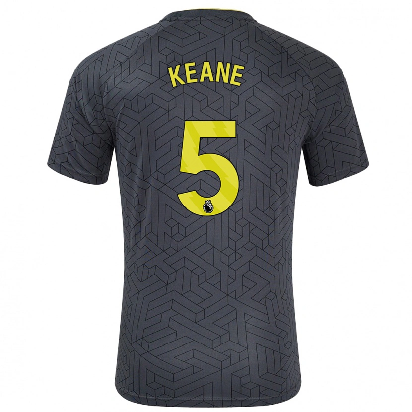 Danxen Dame Michael Keane #5 Svart Gul Bortetrøye Drakt Trøye 2024/25 Skjorter T-Skjorte