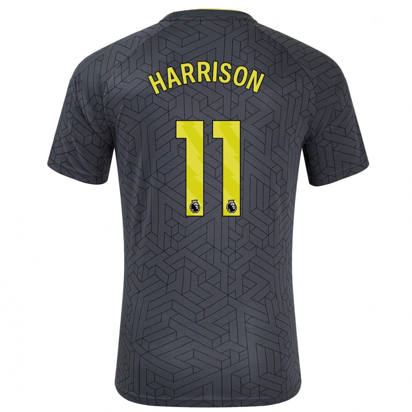Danxen Dame Jack Harrison #11 Svart Gul Bortetrøye Drakt Trøye 2024/25 Skjorter T-Skjorte
