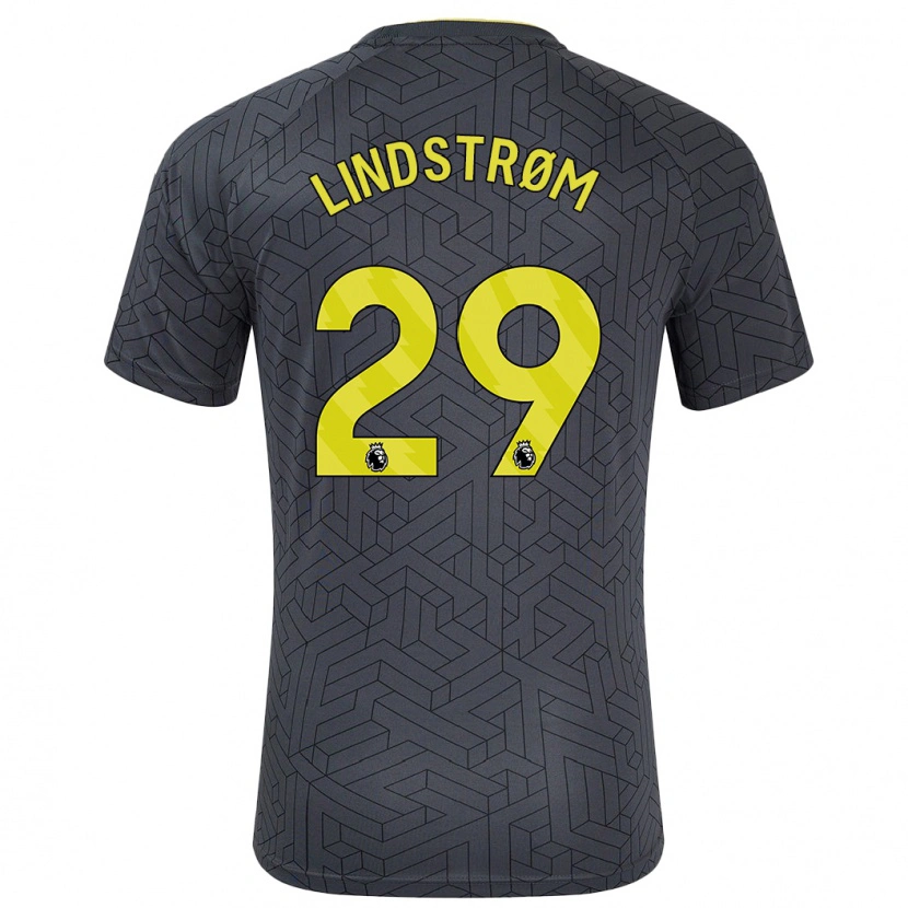 Danxen Dame Jesper Lindstrøm #29 Svart Gul Bortetrøye Drakt Trøye 2024/25 Skjorter T-Skjorte