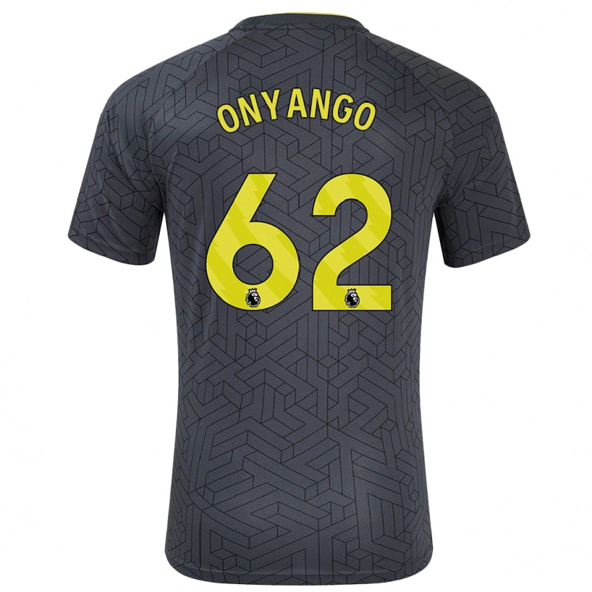 Danxen Dame Tyler Onyango #62 Svart Gul Bortetrøye Drakt Trøye 2024/25 Skjorter T-Skjorte