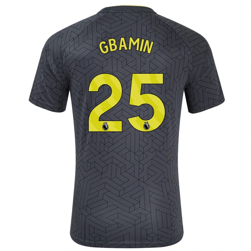 Danxen Dame Jean-Philippe Gbamin #25 Svart Gul Bortetrøye Drakt Trøye 2024/25 Skjorter T-Skjorte
