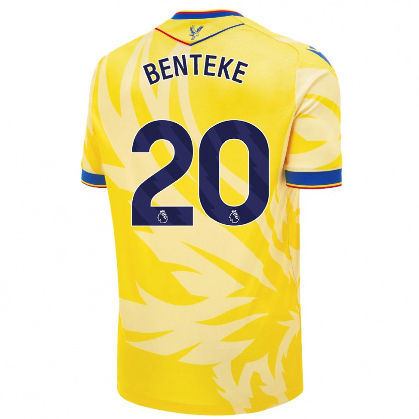 Danxen Dame Christian Benteke #20 Gul Bortetrøye Drakt Trøye 2024/25 Skjorter T-Skjorte