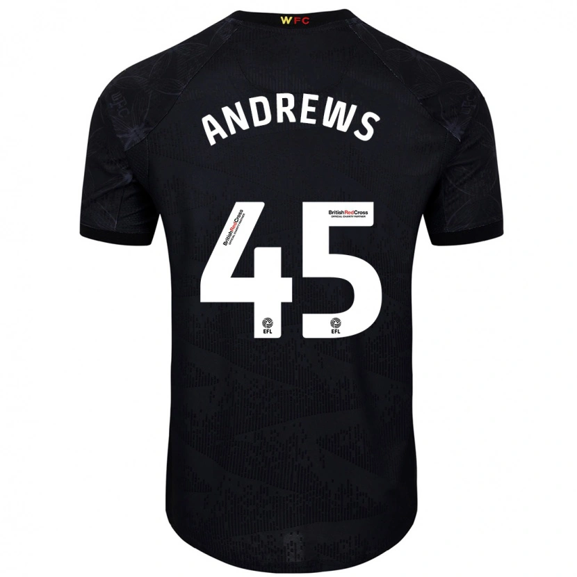 Danxen Dame Ryan Andrews #45 Svart Hvit Bortetrøye Drakt Trøye 2024/25 Skjorter T-Skjorte