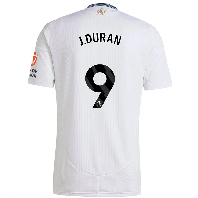 Danxen Dame Jhon Durán #9 Hvit Bortetrøye Drakt Trøye 2024/25 Skjorter T-Skjorte