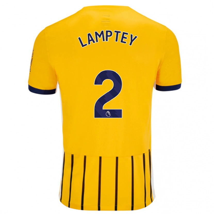 Danxen Dame Tariq Lamptey #2 Gullblå Nålestriper Bortetrøye Drakt Trøye 2024/25 Skjorter T-Skjorte