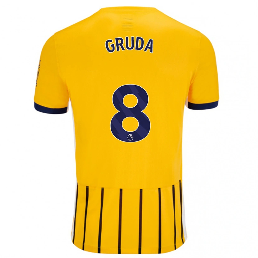Danxen Dame Brajan Gruda #8 Gullblå Nålestriper Bortetrøye Drakt Trøye 2024/25 Skjorter T-Skjorte