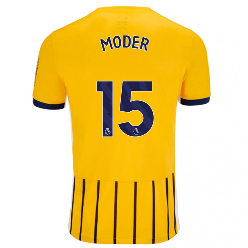Danxen Dame Jakub Moder #15 Gullblå Nålestriper Bortetrøye Drakt Trøye 2024/25 Skjorter T-Skjorte