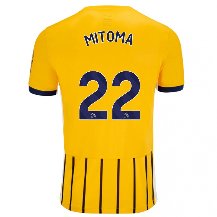 Danxen Dame Kaoru Mitoma #22 Gullblå Nålestriper Bortetrøye Drakt Trøye 2024/25 Skjorter T-Skjorte