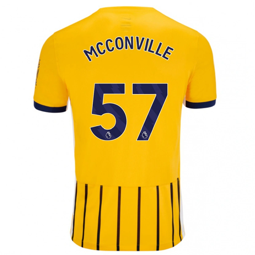 Danxen Dame Ruairi Mcconville #57 Gullblå Nålestriper Bortetrøye Drakt Trøye 2024/25 Skjorter T-Skjorte