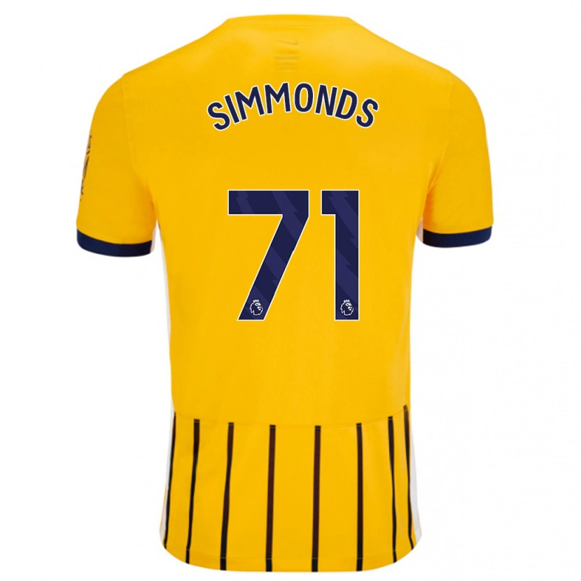 Danxen Dame Freddie Simmonds #71 Gullblå Nålestriper Bortetrøye Drakt Trøye 2024/25 Skjorter T-Skjorte