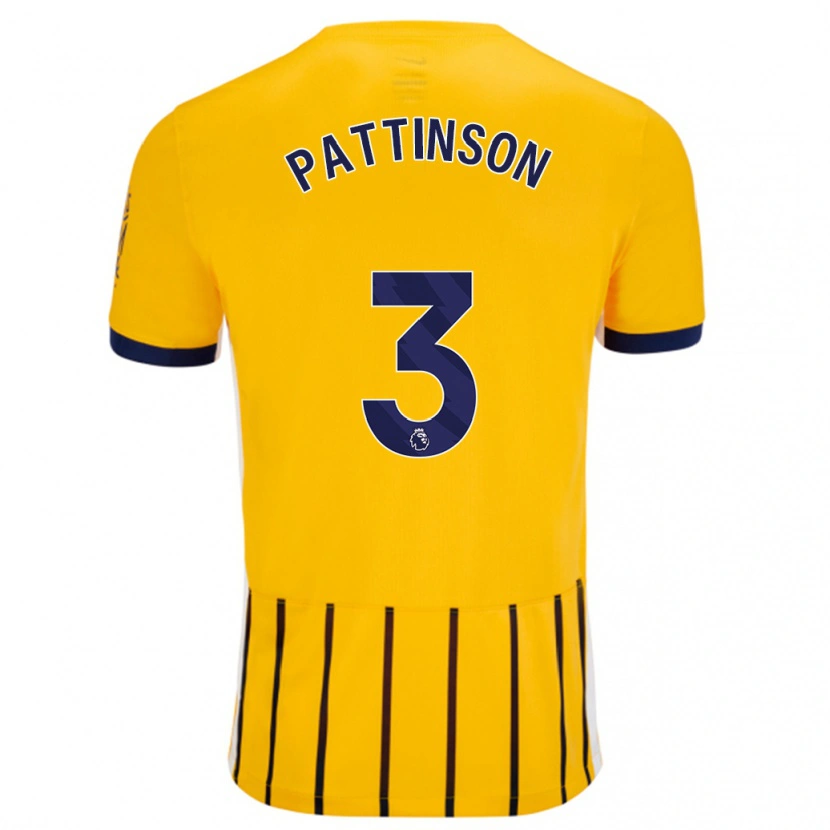 Danxen Dame Poppy Pattinson #3 Gullblå Nålestriper Bortetrøye Drakt Trøye 2024/25 Skjorter T-Skjorte