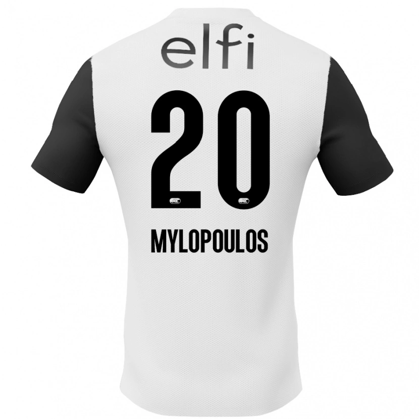 Danxen Dame Marios Mylopoulos #20 Hvit Svart Bortetrøye Drakt Trøye 2024/25 Skjorter T-Skjorte
