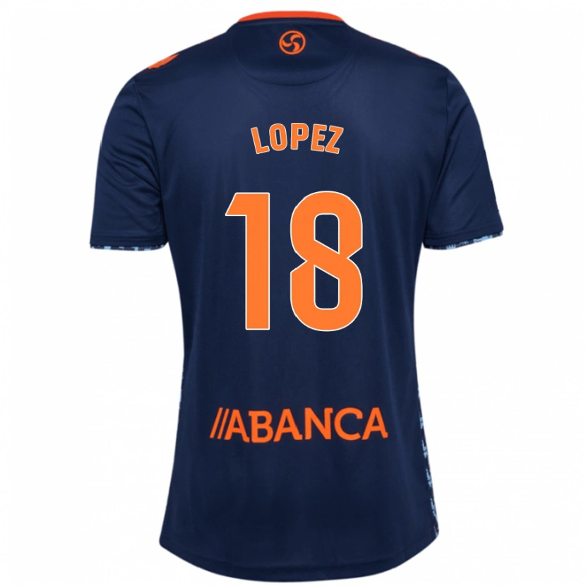 Danxen Dame Joel López #18 Marineblå Bortetrøye Drakt Trøye 2024/25 Skjorter T-Skjorte