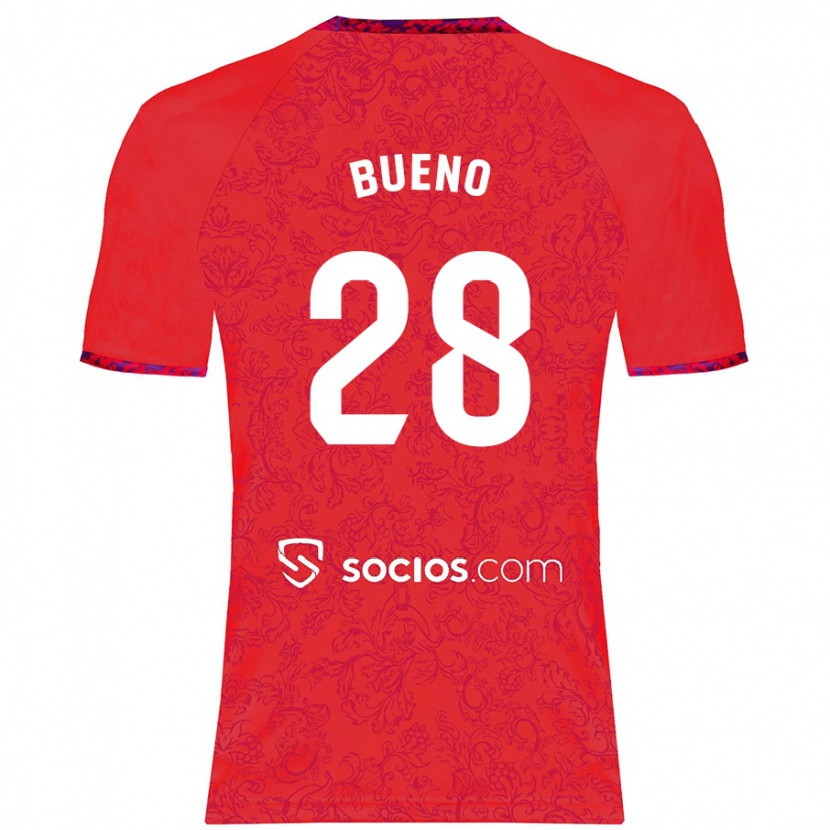 Danxen Dame Manu Bueno #28 Rød Bortetrøye Drakt Trøye 2024/25 Skjorter T-Skjorte