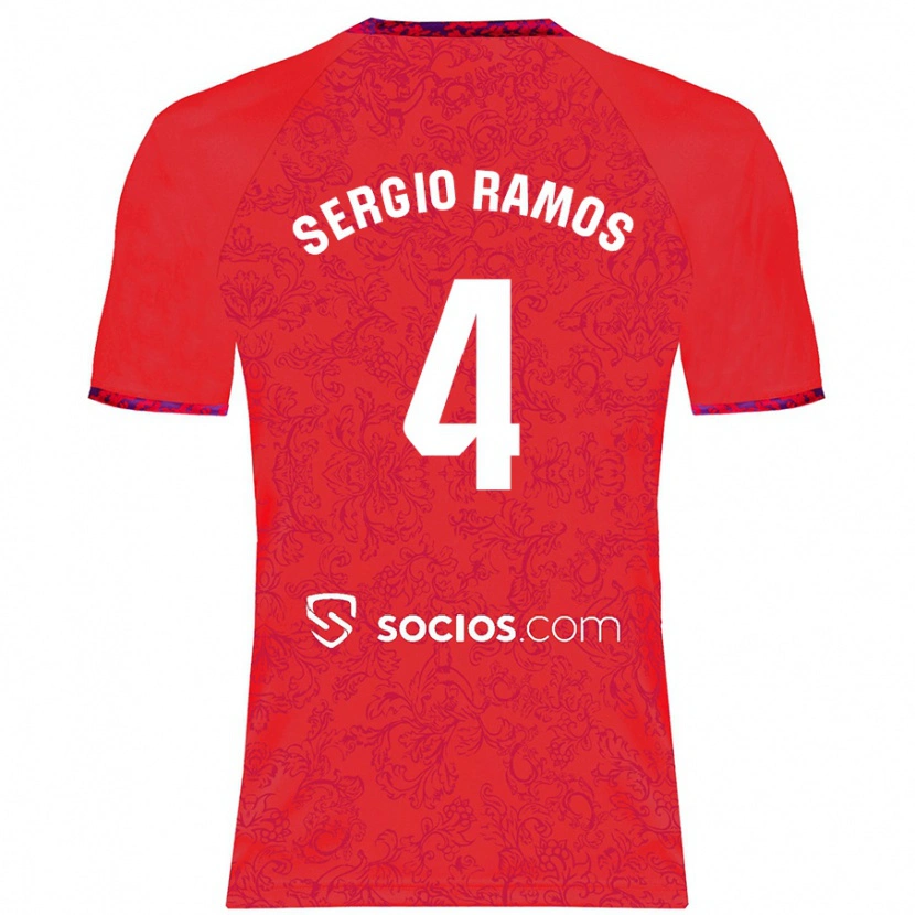 Danxen Dame Sergio Ramos #4 Rød Bortetrøye Drakt Trøye 2024/25 Skjorter T-Skjorte