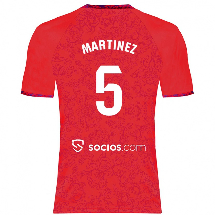 Danxen Dame Sergio Martínez #5 Rød Bortetrøye Drakt Trøye 2024/25 Skjorter T-Skjorte