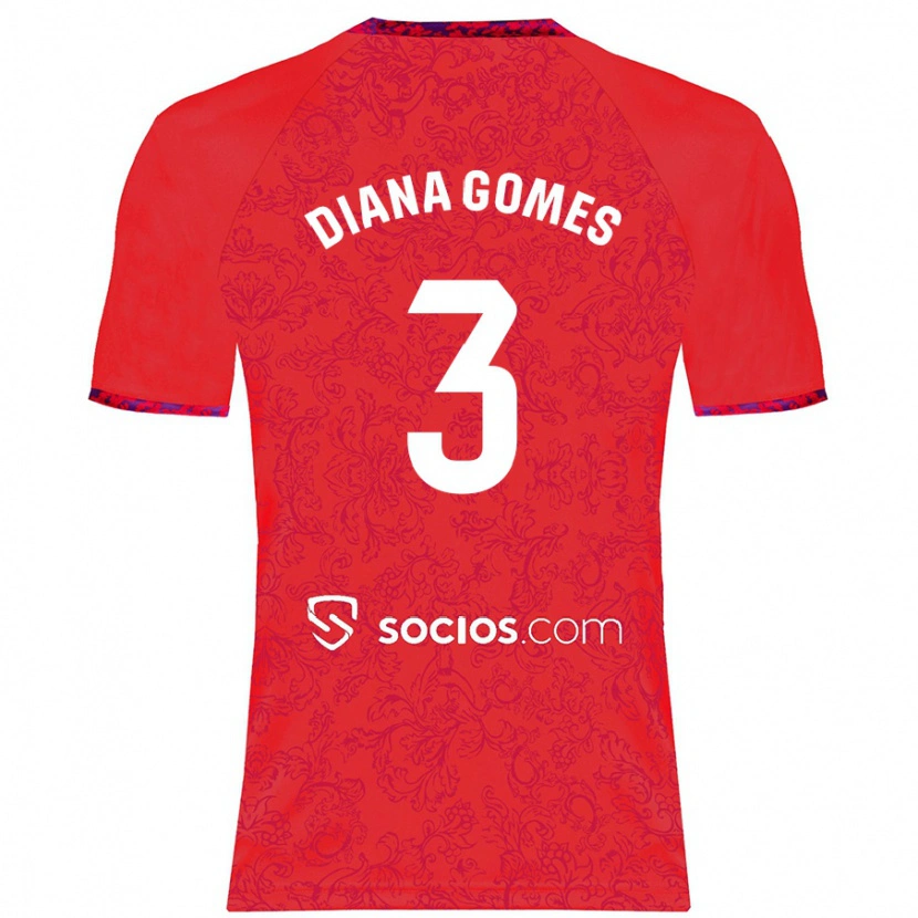 Danxen Dame Diana Catarina Ribeiro Gomes #3 Rød Bortetrøye Drakt Trøye 2024/25 Skjorter T-Skjorte