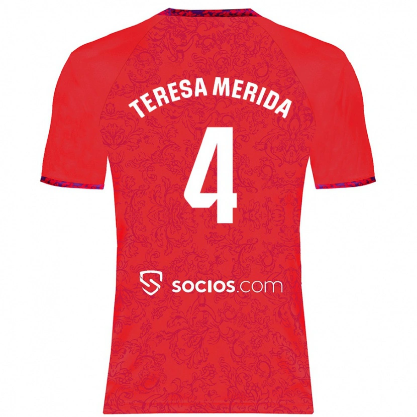 Danxen Dame Teresa Merida #4 Rød Bortetrøye Drakt Trøye 2024/25 Skjorter T-Skjorte